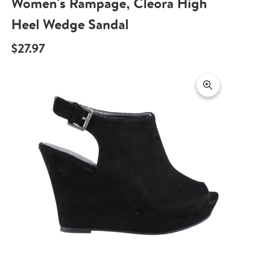 Rampage Cleora size 11 black suede wedge heel sandals